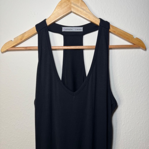 Athleta Dress Women's SM Black Racerback Ruched Side Stretch Sleeveless - Picture 3 of 6